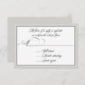 スクリプトエレガントは任意の色で盛り上げ縁どる 出欠カード (正面/裏面)