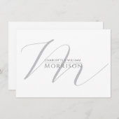 スクリプトエレガントイニシャルカップル名モノグラム ノートカード (正面/裏面)