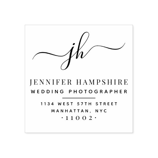 スクリプトエレガントイニシャルビジネス差出人住所 ラバースタンプ (インプリント)