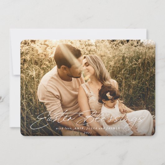 スクリプトエレガントイースター恵みの写真 シーズンカード (正面)