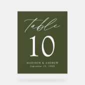 スクリプトエレガントオリーブグ結婚リーンのテーブル番号 アクリルサイン (正面)