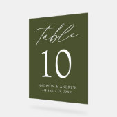 スクリプトエレガントオリーブグ結婚リーンのテーブル番号 アクリルサイン (傾斜)