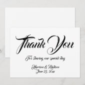 スクリプトエレガントカスタムウェディングありがとうご注意カード (正面/裏面)