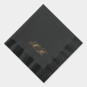 スクリプトエレガントカップルのモノグラムイニシャルの結婚数 箔ナプキン (右)