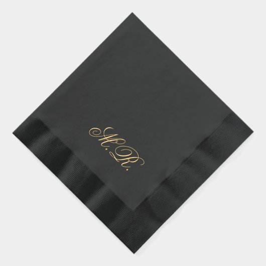 スクリプトエレガントカップルのモノグラムイニシャルの結婚数 箔ナプキン (右)