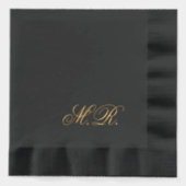 スクリプトエレガントカップルのモノグラムイニシャルの結婚数 箔ナプキン (正面)