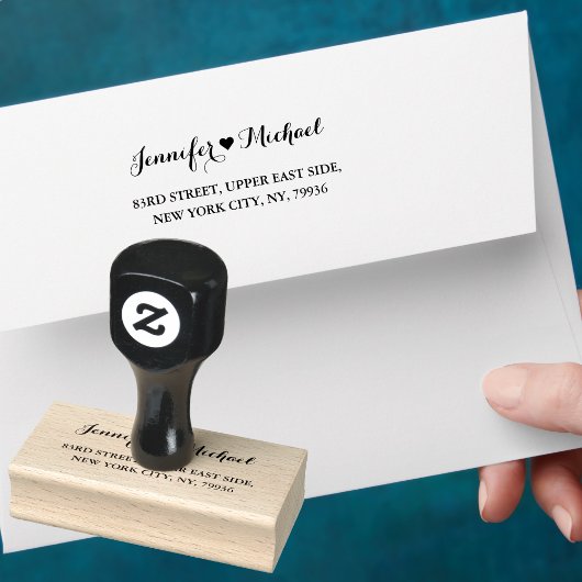 スクリプトエレガントカップルハートの結婚差出人住所 ラバースタンプ