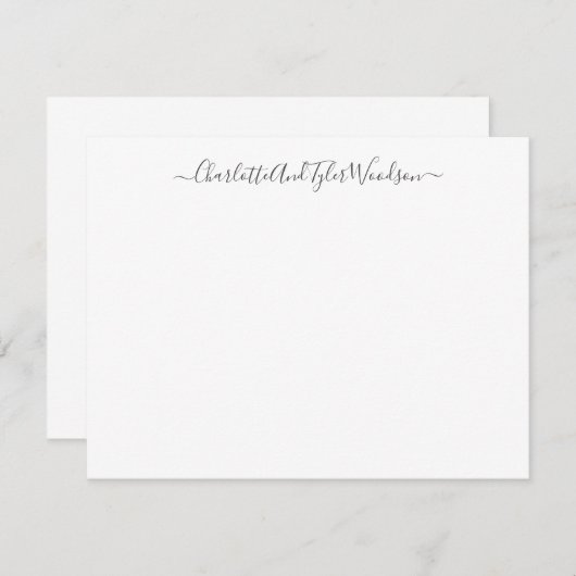 スクリプトエレガントカップル名の新結婚婚 ノートカード (正面/裏面)