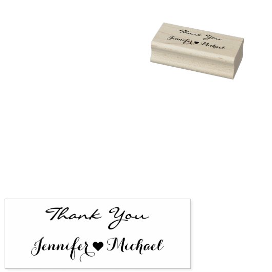 スクリプトエレガントカップル名ハート結婚の感謝 ラバースタンプ (押印)
