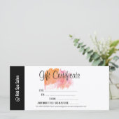 スクリプトエレガントサロンパーソナライズされたギフト証明書 (スタンド正面)