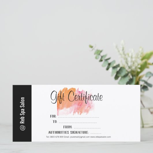 スクリプトエレガントサロンパーソナライズされたギフト証明書 (スタンド正面)
