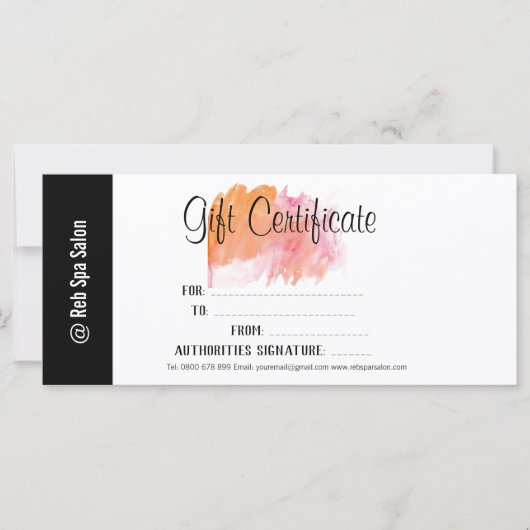 スクリプトエレガントサロンパーソナライズされたギフト証明書 (正面)