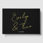 スクリプトエレガントシグネチャー結婚ブラック ゲストブック (正面)