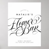 スクリプトエレガントシックブライダルシャワーフラワーバー標識 ポスター (正面)