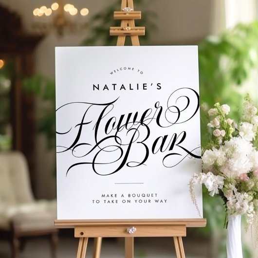スクリプトエレガントシックブライダルシャワーフラワーバー標識 ポスター