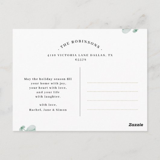 スクリプトエレガントシック植物性クリスマスコラージュ ポストカード (裏面)