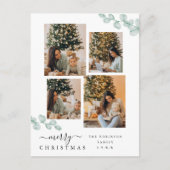 スクリプトエレガントシック植物性クリスマスコラージュ ポストカード (正面)