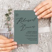 スクリプトエレガントセージ緑リハーサル夕食QRコード 招待状