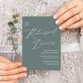 スクリプトエレガントセージ緑リハーサル夕食QRコード 招待状