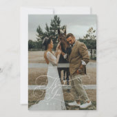 スクリプトエレガントタイポグラフィありがとうご結婚ざいました サンキューカード (正面)