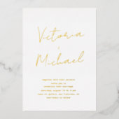 スクリプトエレガントタイポグラフィフォイル結婚式招待状 箔招待状 (正面)