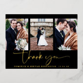 スクリプトエレガントタイポグラフィ結婚の感謝 箔招待状ポストカード (正面)