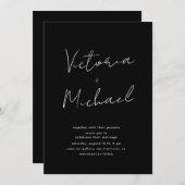 スクリプトエレガントタイポグラフィ結婚式招待状 招待状 (正面/裏面)