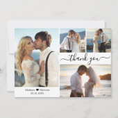 スクリプトエレガントタイポグラフィ4 Photo Collage結婚's サンキューカード (正面)