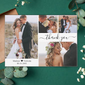 スクリプトエレガントタイポグラフィ4 Photo Collage結婚's サンキューカード