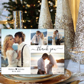 スクリプトエレガントタイポグラフィ4 Photo Collage結婚's サンキューカード