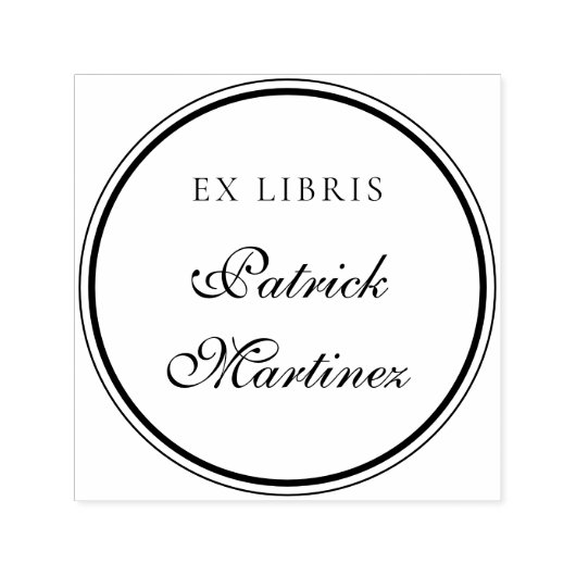 スクリプトエレガントタイポグラフィEx Libris名前をカスタムする セルフインキングスタンプ (デザイン)