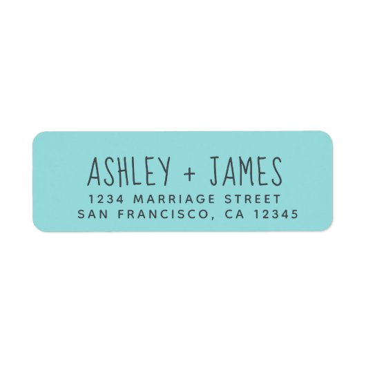 スクリプトエレガントターコイズ結婚の差出人住所 ラベル (正面)