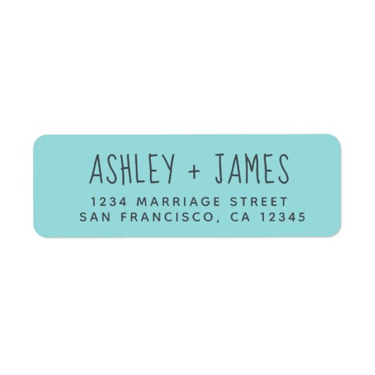 スクリプトエレガントターコイズ結婚の差出人住所 ラベル (正面)