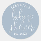 スクリプトエレガントダスティブルーベビーシャワーのお願い ラウンドシール (正面)