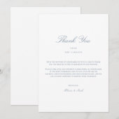 スクリプトエレガントダスティブルー&ホワイトサンキューカード サンキューカード (正面/裏面)