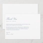 スクリプトエレガントダスティブルー&ホワイトサンキューカード サンキューカード (正面/裏面)