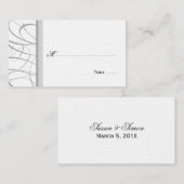 スクリプトエレガントテーブルの座席/座席表 – グレー プレイスカード (正面/裏面)