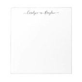 スクリプトエレガントハートカップル名結婚の新婚 ノートパッド (正面)