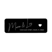 スクリプトエレガントハート白黒結婚のラベル ラベル (正面)