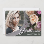 スクリプトエレガントバラ花 |写真モダングラッドAn 案内状 (正面)