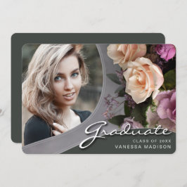 スクリプトエレガントバラ花 |写真モダングラッドAn 案内状