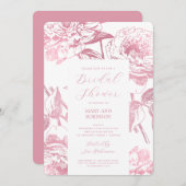 スクリプトエレガントバラ金ゴールドフローラブライダルシャワー 招待状 (正面/裏面)