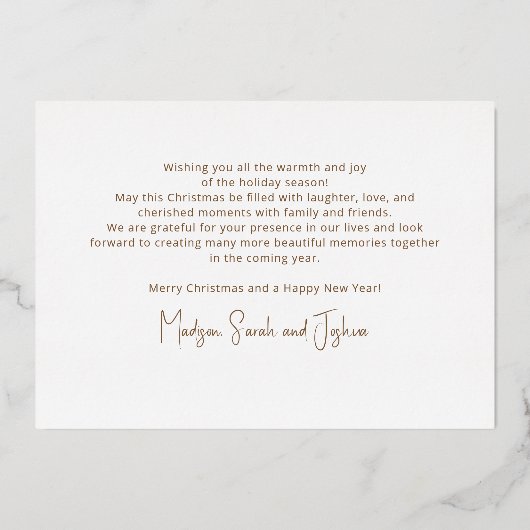 スクリプトエレガントフォントタイポグラフィ信じ休日 箔招待状 (裏面)