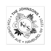 スクリプトエレガントフォント熱帯リースモノグラム セルフインキングスタンプ (デザイン)