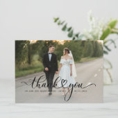 スクリプトエレガントフォント結婚の写真サンキューカード サンキューカード (スタンド正面)