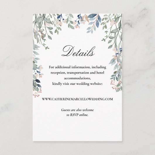 スクリプトエレガントフローラカスケード結婚の詳細 エンクロージャーカード (正面)