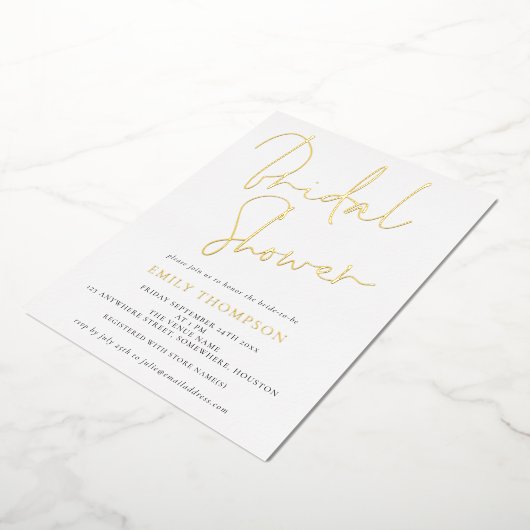 スクリプトエレガントブライダルシャワークラ実在ス 箔招待状 (回転した状態)