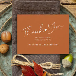 スクリプトエレガントブライダルシャワーテラコッタ サンキューカード