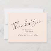 スクリプトエレガントブライダルシャワー赤面ピンク サンキューカード (正面)