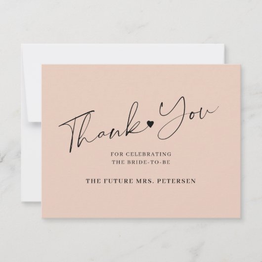 スクリプトエレガントブライダルシャワー赤面 サンキューカード (正面)